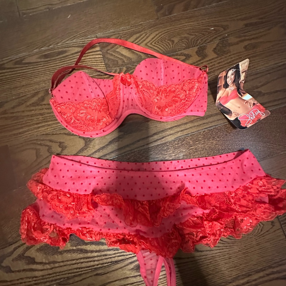 Shirley of Hollywood Red Lace Bra Set